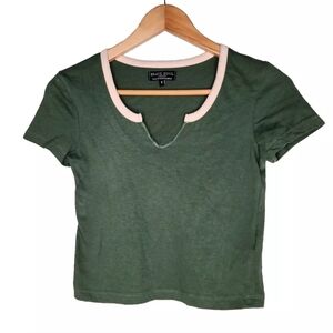 Brave Soul London Crop Tee in Green Size S